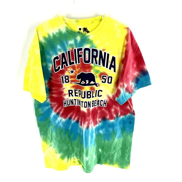 California Republic Other - California Republic Huntington Beach Tie Dye XL Cotton Tee Rainbow Tshirt 1890 M